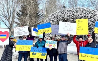 Jackson Locals, and Some Visiting Ukrainians, Rally in Support of Ukraine