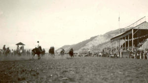 Historic photo of the rodeo arena in Jackson Hole