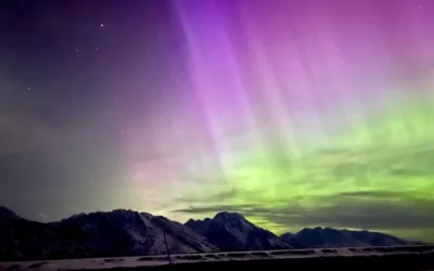 Northern lights flash over Jackson Hole