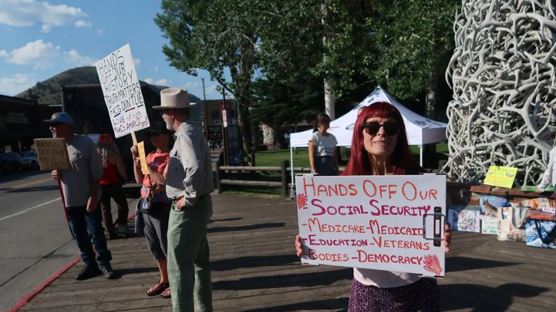 Hands Off Rally protester