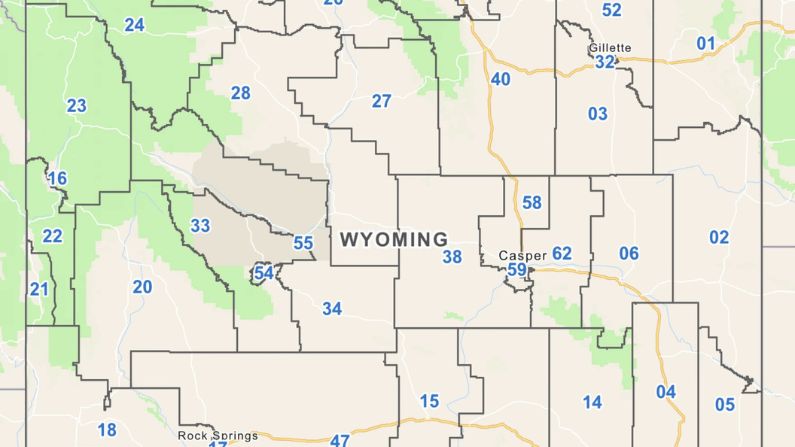 Screenshot of Wyoming House legislative districts