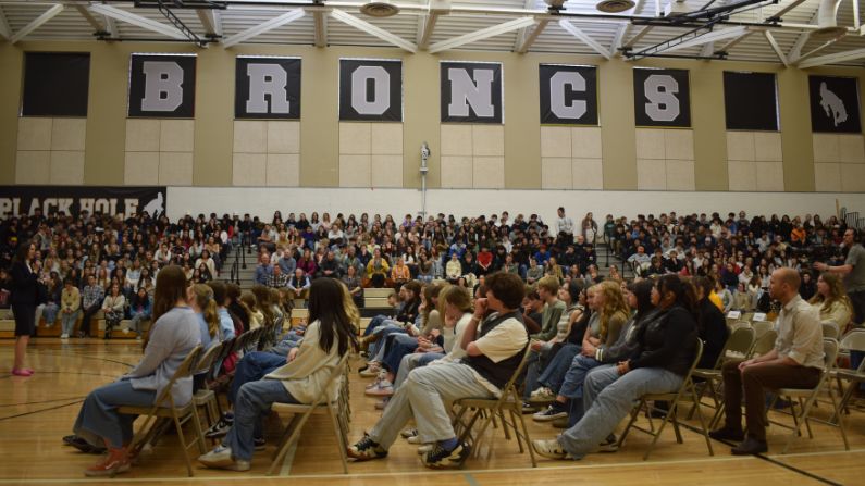 Jackson Hole High School assembly in 2025.