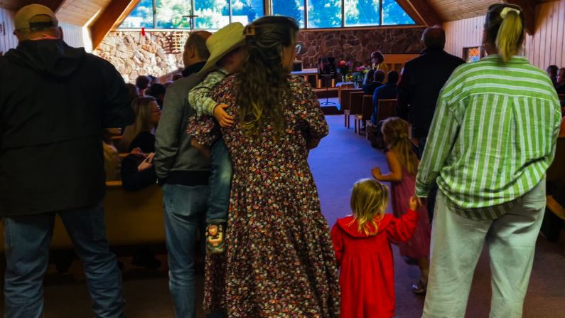Worshipers gather at Redeemer Lutheran Church in Jackson for a memorial service of Charlie Kirk.