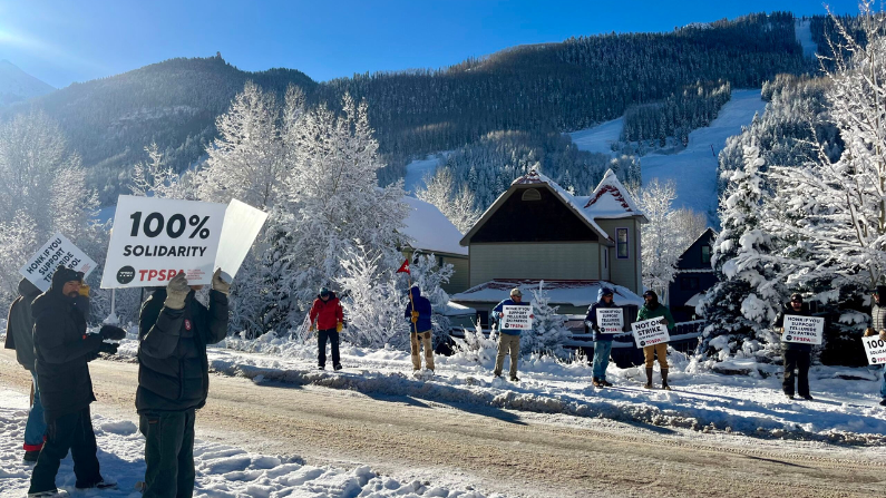 Telluride Ski Patrol practices picket